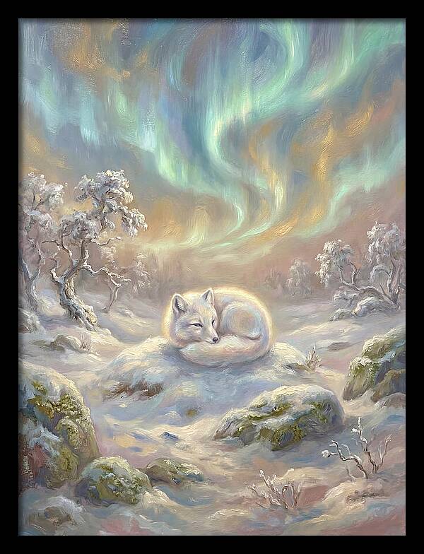 Arctic Fox Under Aurora