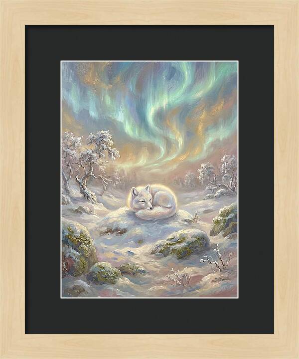 Arctic Fox Under Aurora