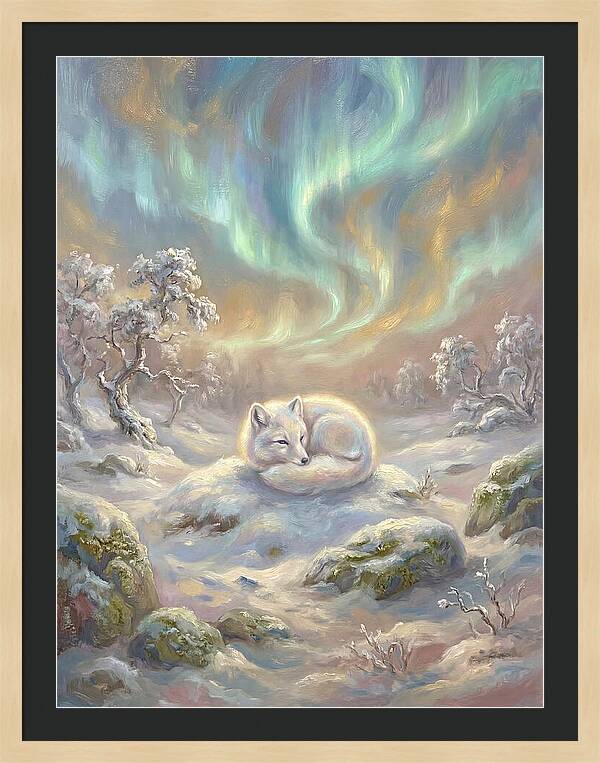 Arctic Fox Under Aurora