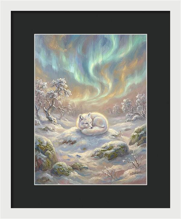 Arctic Fox Under Aurora