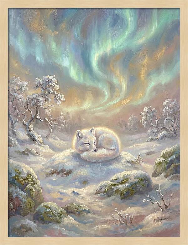 Arctic Fox Under Aurora