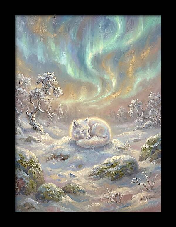 Arctic Fox Under Aurora