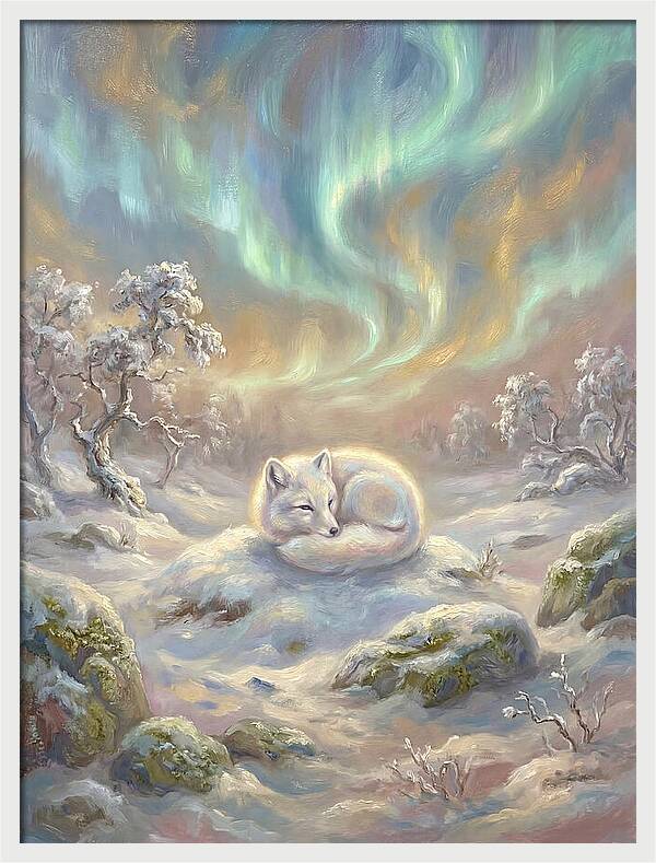 Arctic Fox Under Aurora