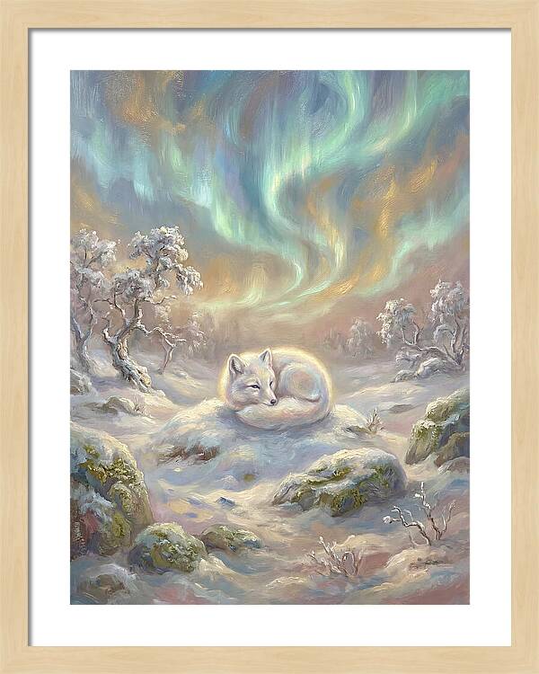 Arctic Fox Under Aurora