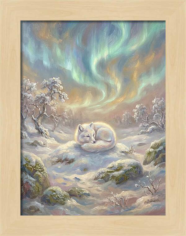 Arctic Fox Under Aurora