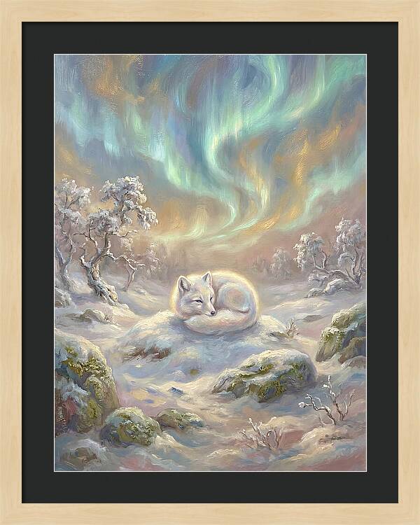 Arctic Fox Under Aurora