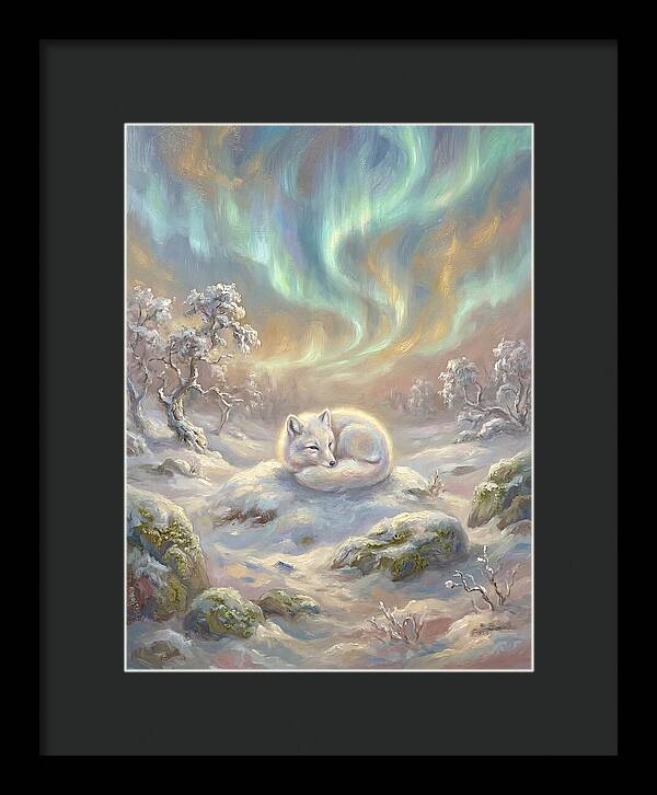 Arctic Fox Under Aurora