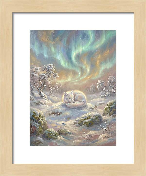 Arctic Fox Under Aurora