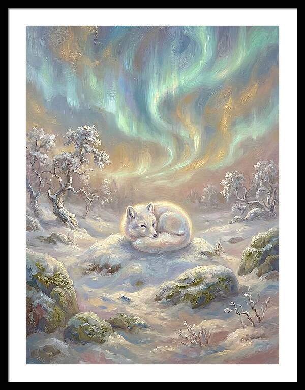 Arctic Fox Under Aurora