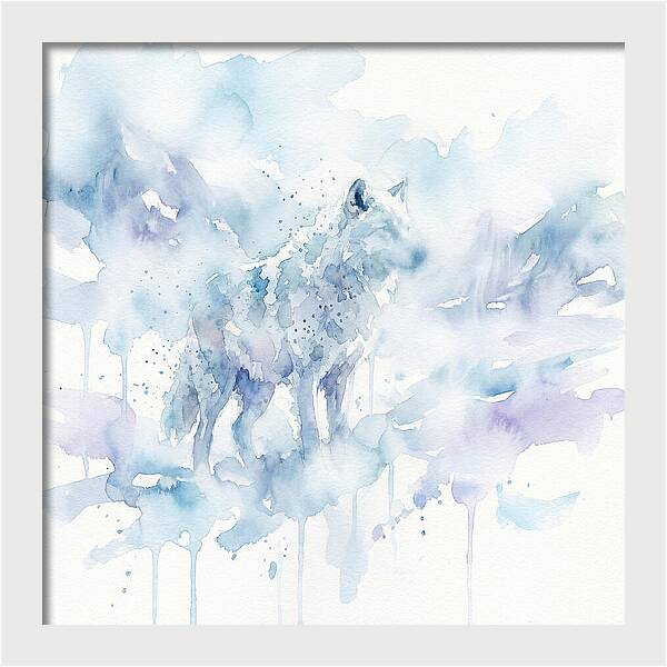 Arctic Wolf In Watercolor Hues