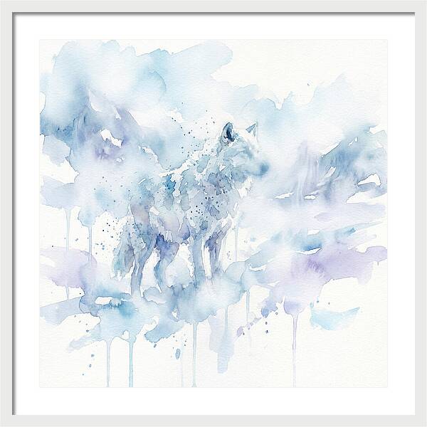 Arctic Wolf In Watercolor Hues