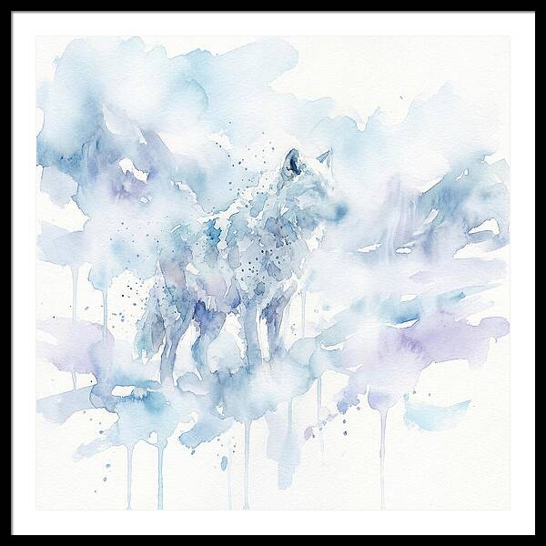 Arctic Wolf In Watercolor Hues
