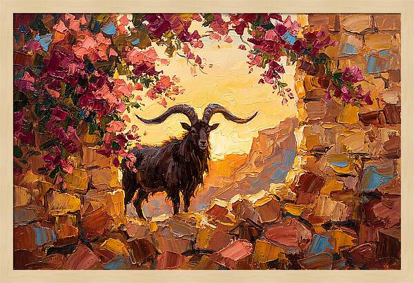 Argali In Blooming Landscape