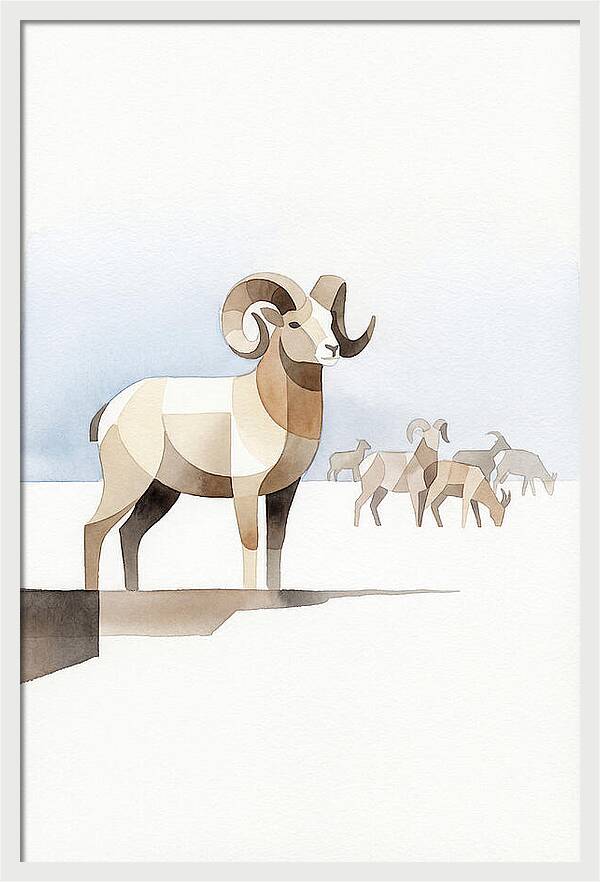 Argali In Minimalist Style