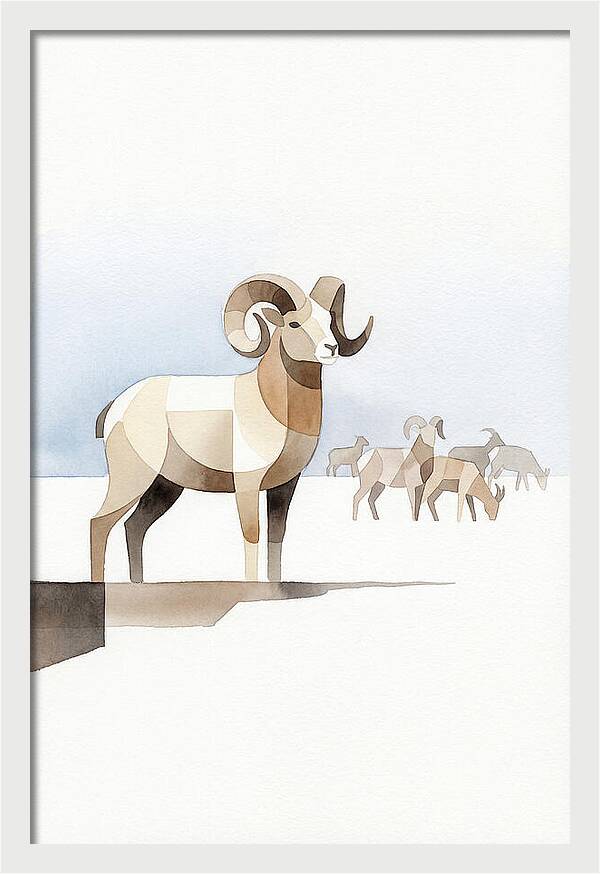 Argali In Minimalist Style