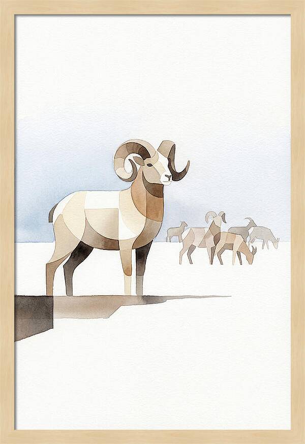 Argali In Minimalist Style