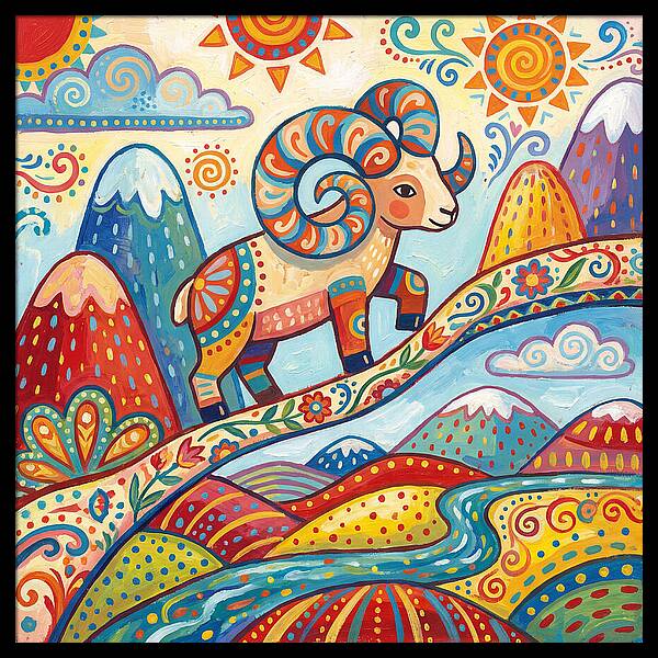 Argali In Vibrant Landscape