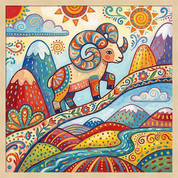 Argali In Vibrant Landscape