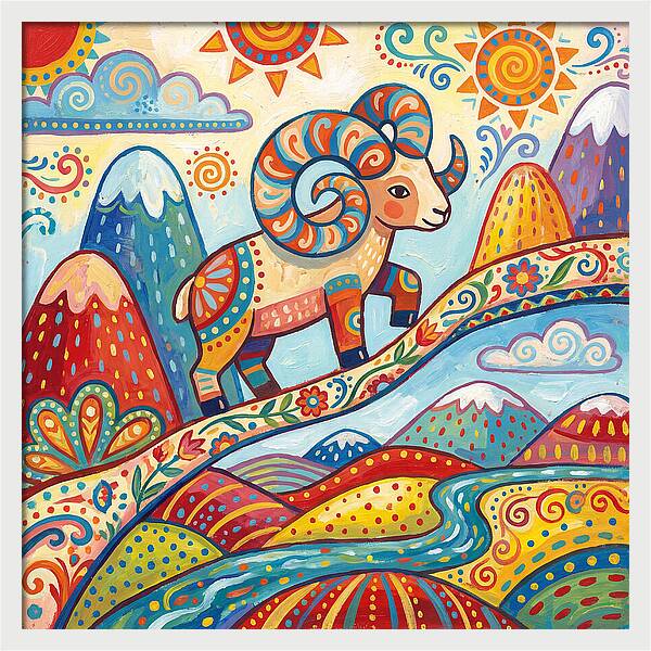 Argali In Vibrant Landscape