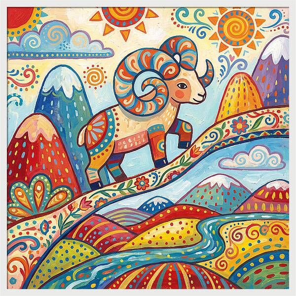 Argali In Vibrant Landscape