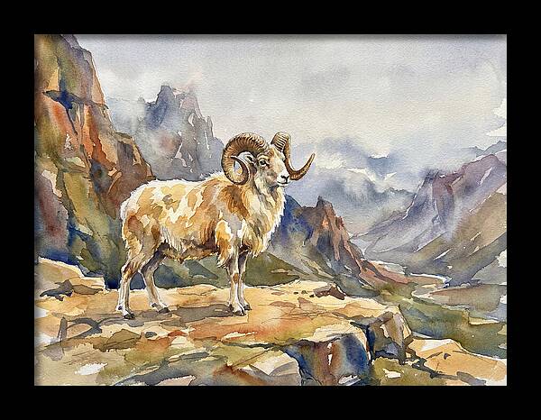 Argali On The Mountain Peak