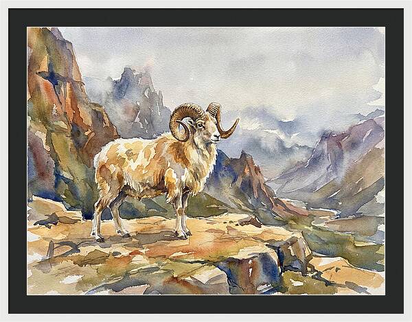 Argali On The Mountain Peak