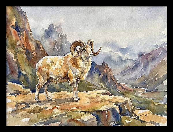Argali On The Mountain Peak