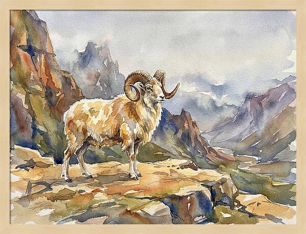 Argali On The Mountain Peak