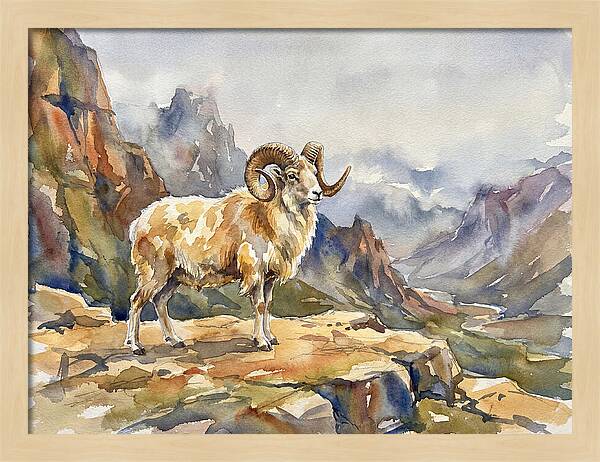 Argali On The Mountain Peak