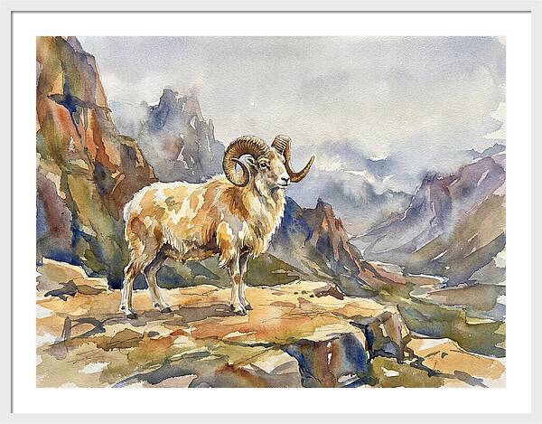 Argali On The Mountain Peak