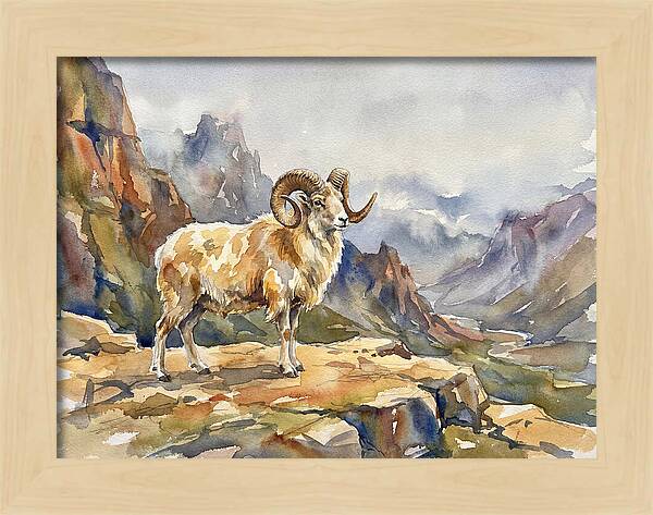Argali On The Mountain Peak