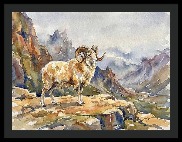 Argali On The Mountain Peak