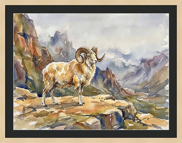 Argali On The Mountain Peak
