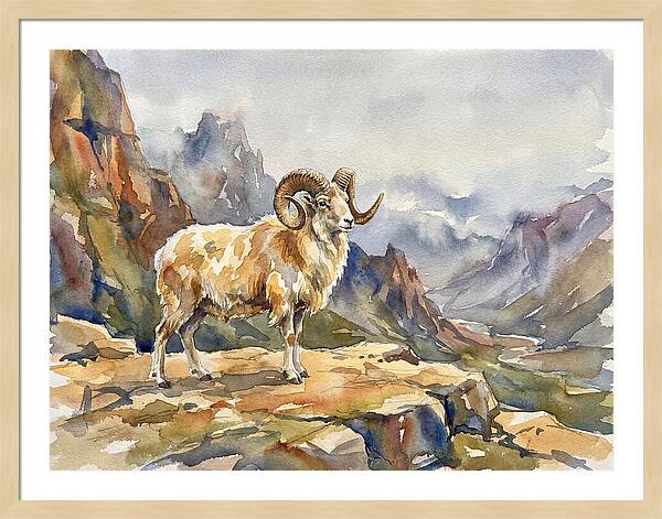Argali On The Mountain Peak