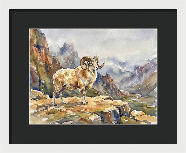 Argali On The Mountain Peak