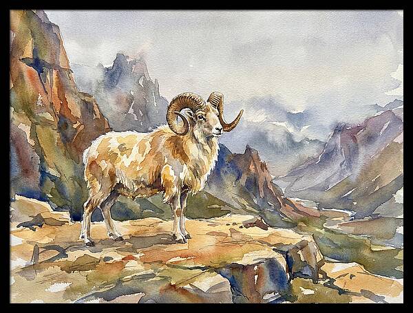 Argali On The Mountain Peak