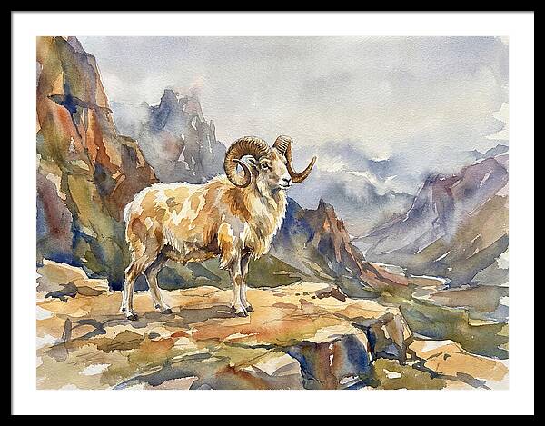 Argali On The Mountain Peak
