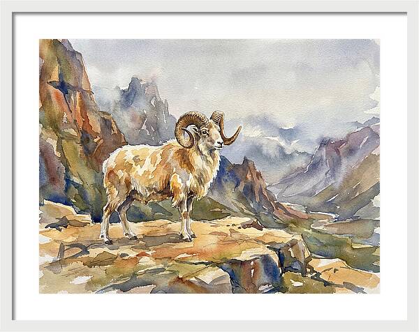 Argali On The Mountain Peak