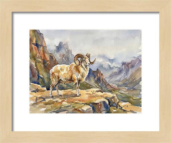 Argali On The Mountain Peak