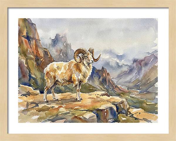 Argali On The Mountain Peak