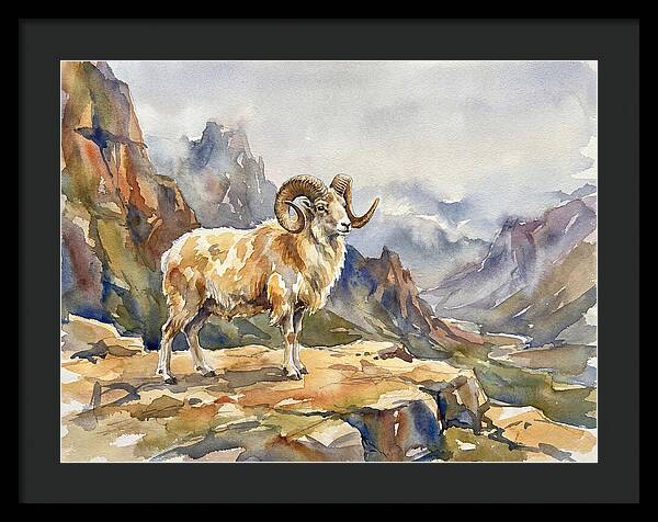 Argali On The Mountain Peak