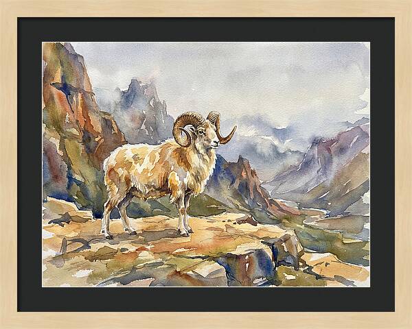 Argali On The Mountain Peak