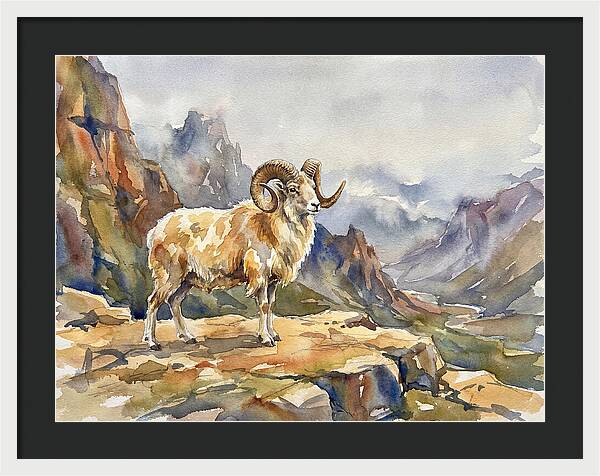 Argali On The Mountain Peak