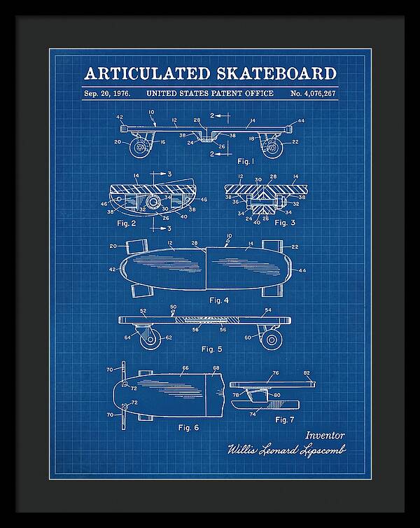 Articulated Skateboard Blueprint Patent Us4076267a