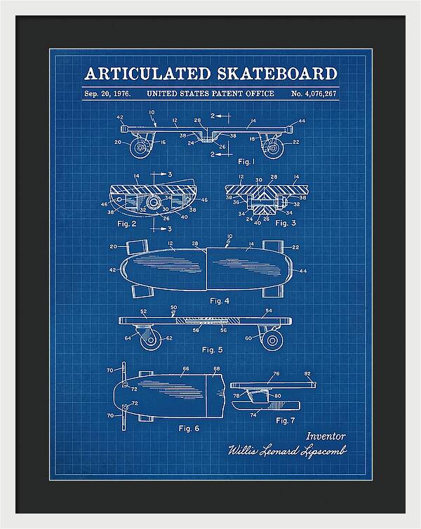 Articulated Skateboard Blueprint Patent Us4076267a