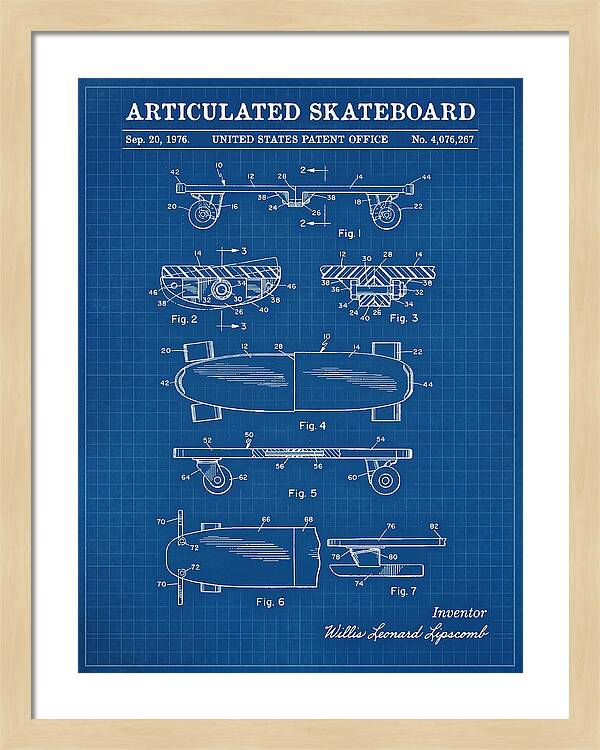 Articulated Skateboard Blueprint Patent Us4076267a