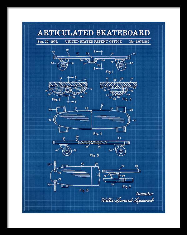 Articulated Skateboard Blueprint Patent Us4076267a