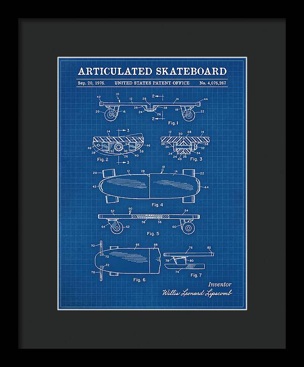 Articulated Skateboard Blueprint Patent Us4076267a