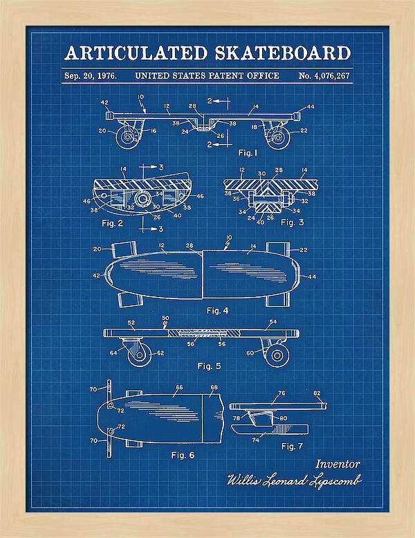 Articulated Skateboard Blueprint Patent Us4076267a