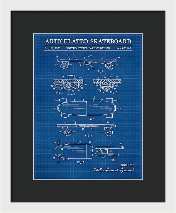 Articulated Skateboard Blueprint Patent Us4076267a